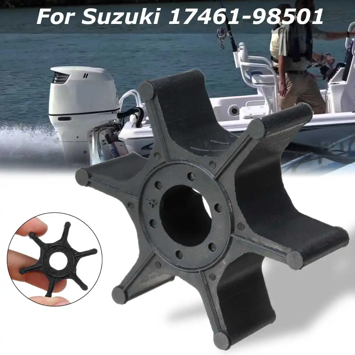 

Outboard Engines Replacement 17461-98501 Water Pump Impeller for Suzuki 2-8HP Black Rubber 6 Blades Accessories Diameter 41mm