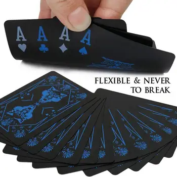 

Waterproof PVC Plastic Playing Cards Set Trend 55pcs Deck Games Poker Classic Magic Tricks Black Wolf Pattern Magic Poker Card