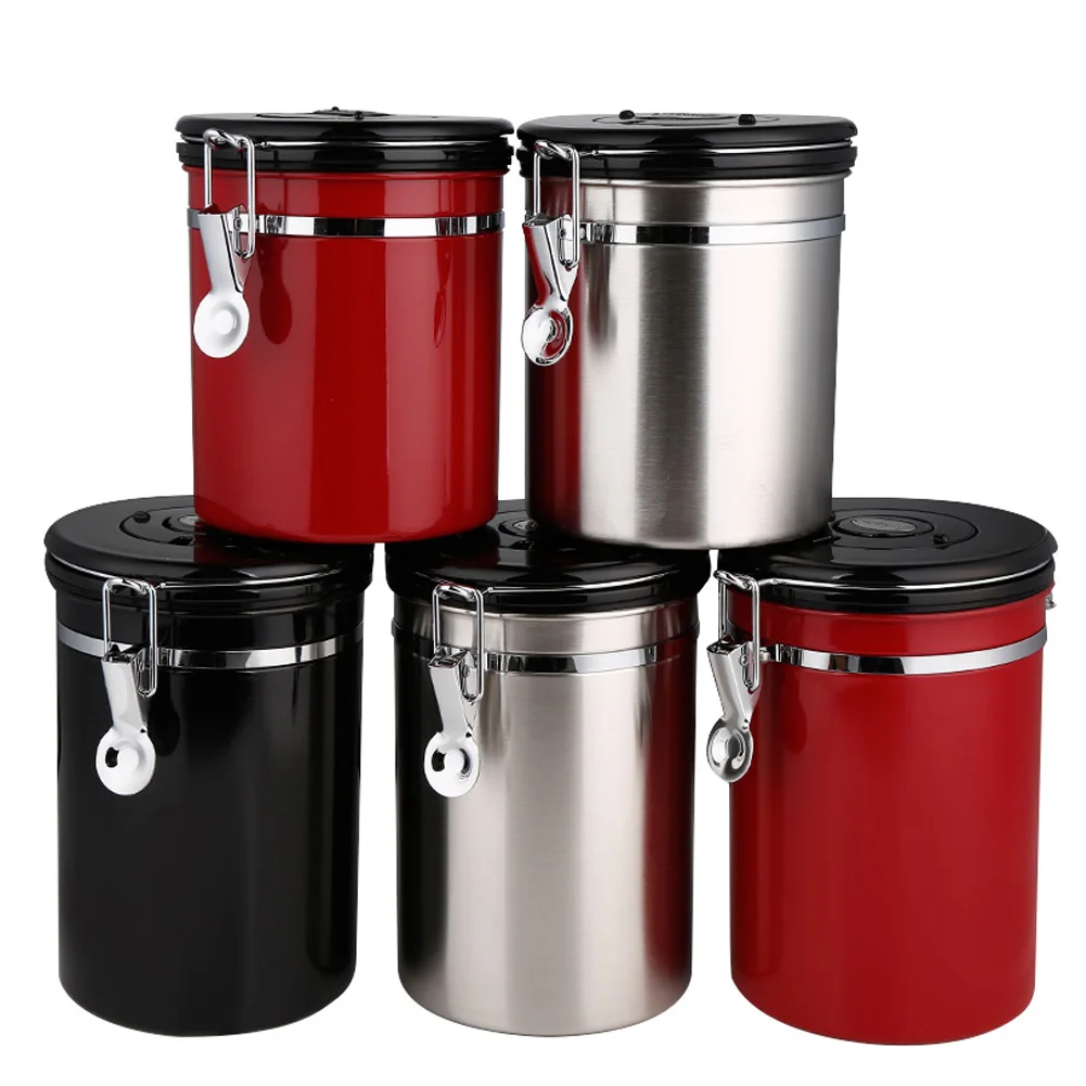 

Stainless Steel Exhaust Valve Pot Jar Food Home Sugar Vacuum Sealed Can Tea Canister Storage Coffee Bean Kitchen Container