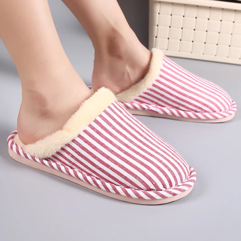 

2018 Summer Sandals Women Cotton Fabric Indoor Home Slippers Couple Stripe Flat Shoes Pantufas Female Non-slip Slipper