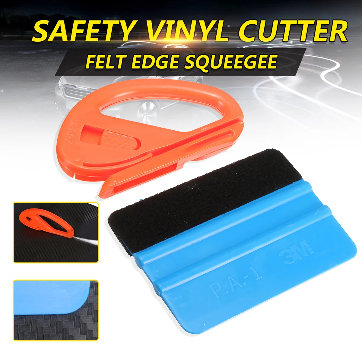 

Safety Vinyl Cutter & Felt Edge Squeegee Scraper Vehicle Car Wrapping Tools