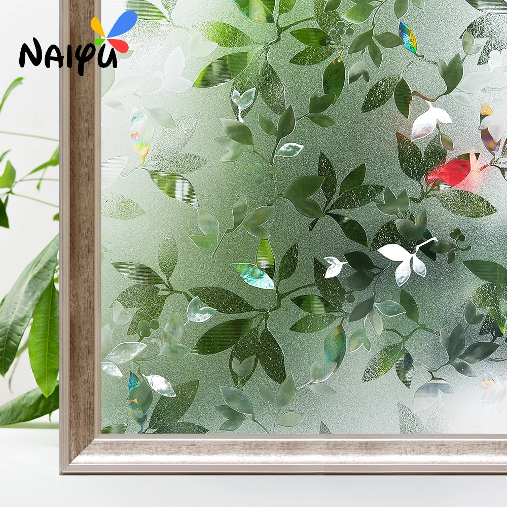 

Thickened Leaf pattern Heat Insulation Explosion-proof Glass Films No-glue 3d Static Cling Decorative Sticker Window Film