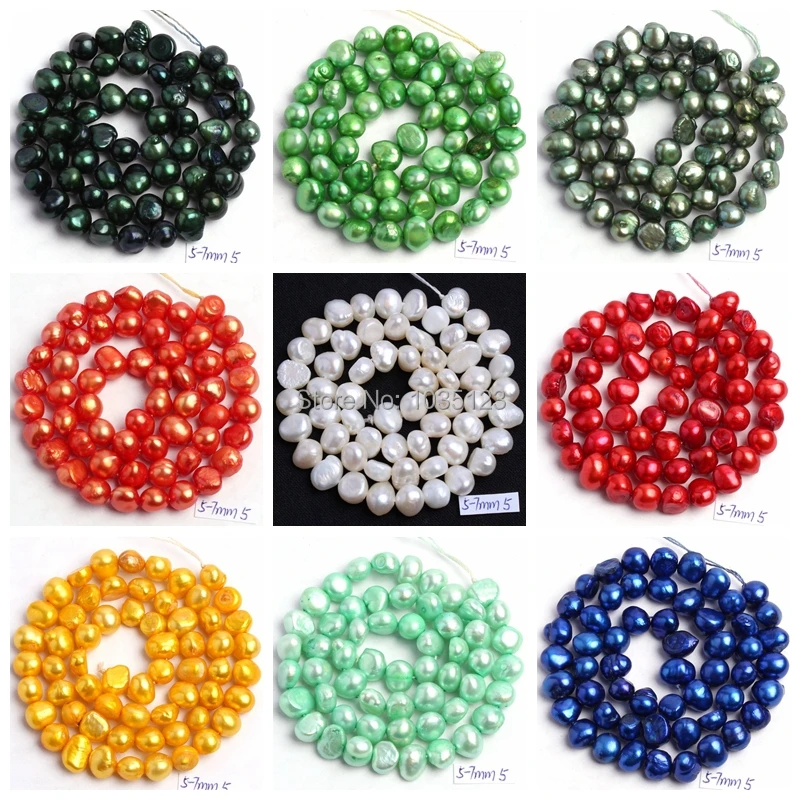 

Free Shipping 18Color 5-7mm Natural multicolor Freshwater Pearl Irregular Shape DIY Loose Beads Strand 14" Jewellery Making wj49