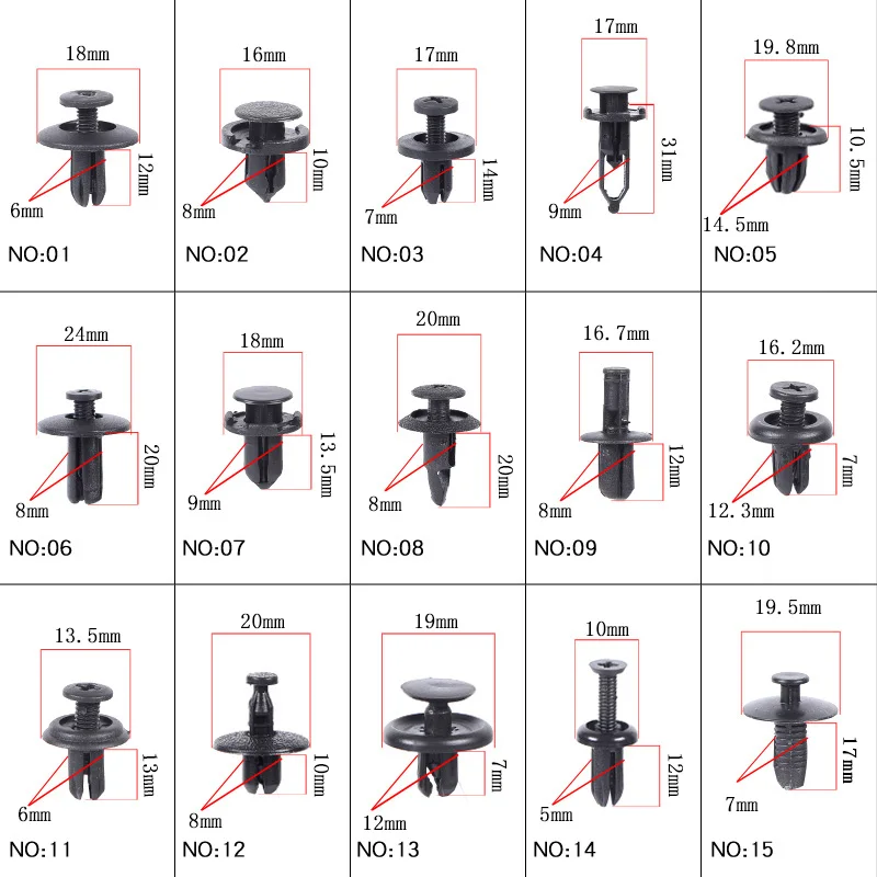 

180PCS Universal Mixed Car Bumper Leaf Plate Fender Trunk Screw Rivets Set For All Auto Plastic Fastener Clips