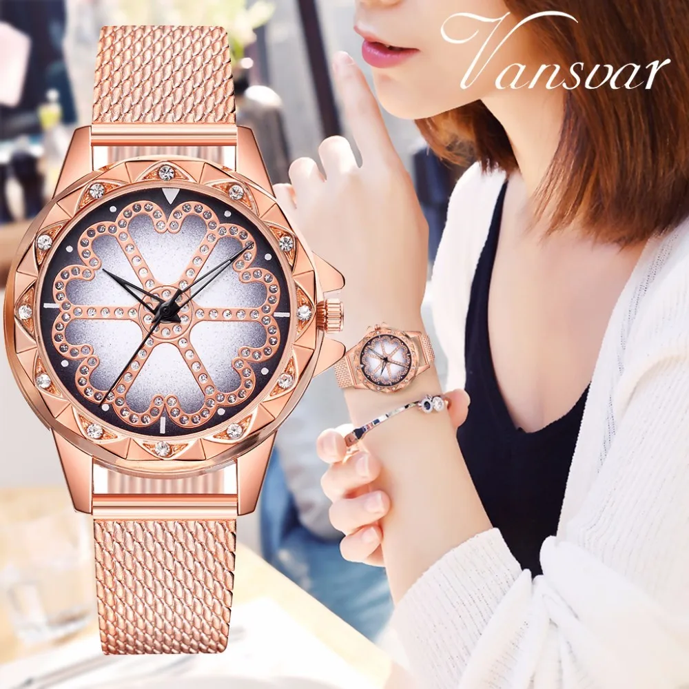 Hot Fashion Women Rose Gold Plastic Leather Lucky Flower Rhinestone Watch Luxury Ladies Quartz Relogio Feminino huismerk kopen in de aanbieding Hot Fashion Women Rose Gold Plastic Leather Lucky Flower Rhinestone Watch Luxury Ladies Quartz Relogio Feminino huismerk kopen in de aanbieding