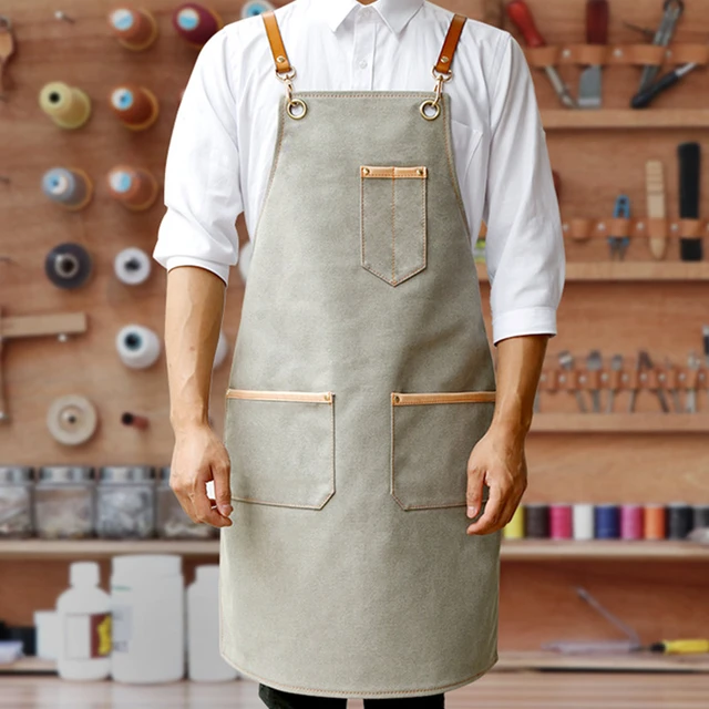 Artist Canvas Apron With Pockets Painting Apron Painter Adjustable Neck  Strap Waist Ties Gardening Waxed Aprons For Women Men Ad - AliExpress