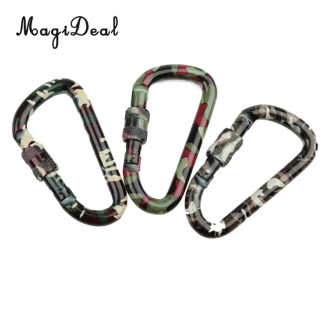 

MagiDeal Outdoor Camping Hiking Screw Locking Carabiner Keychain - Camouflage for Rock Climbing Mountaineering Rappelling