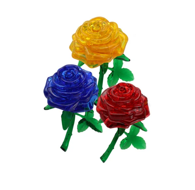 1 Pcs DIY Lovely Rose 3D Crystal Puzzles 44pcs best toys for children birthday gift for sweetheart kid girl