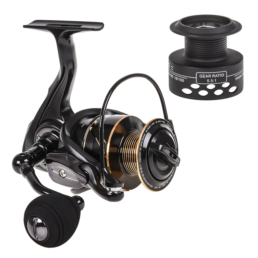 

CAPACI Spinning Fishing Reel 5.1:1 13BB + 1 Bearing Balls Metal Spinning Reel Boat Rock Fishing Wheel with Extra Spool