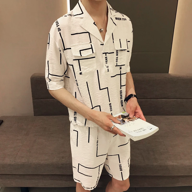Модная одежда в Корейском стиле уличная Ropa De Hombre летние мужские футболки и шорты
