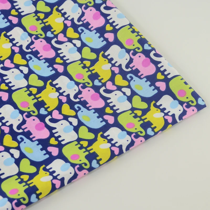 

Quilting Patchwork Blue 100%Cotton Fabric Sewing Cartoon Elephant Designs Tecido Scrapbooking Bedding Twill Cloth Textile Tissue