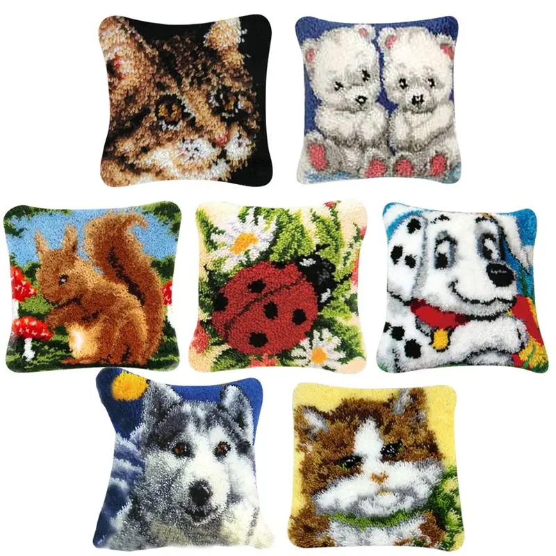 

3D DIY Animal Models Coarse Wool Embroidery Pillow Cross Stitch Carpet Embroidery Section Manual Material Set