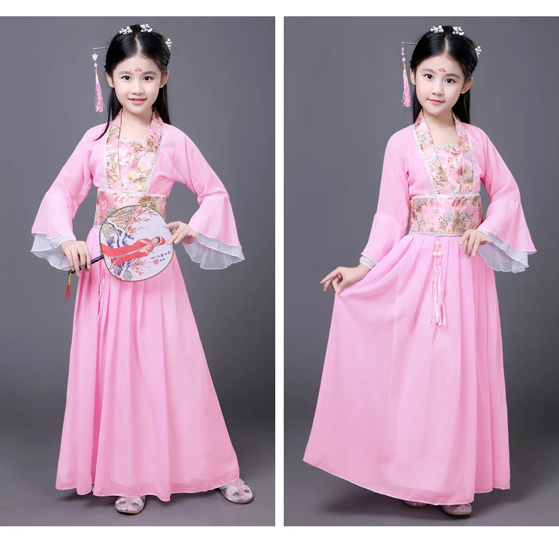 Китайское платье Hanfu Феи народные танцевальные костюмы для детей Традиционный