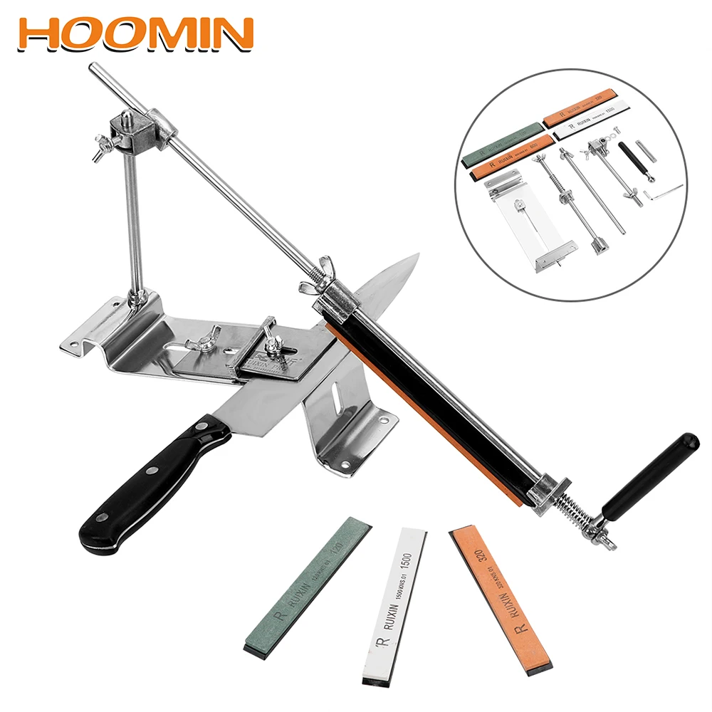 

HOOMIN All Iron Steel Knife Sharpener With 4 Stones Whetstone Fix-angled Professional Kitchen Sharpening System Tools