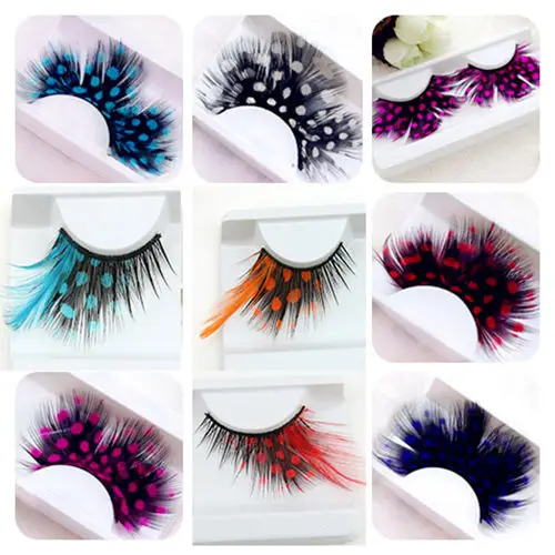 

Colorful Dot Feather Crazy False Eyelashes Long Costume Party Eye Lashes Cosplay