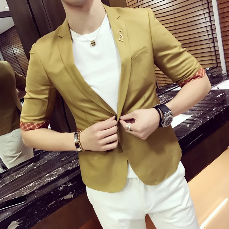 

Summer men's casual thin section sleeve suit trend Korean youth five-point sleeve suit men's short sleeve suit jacket