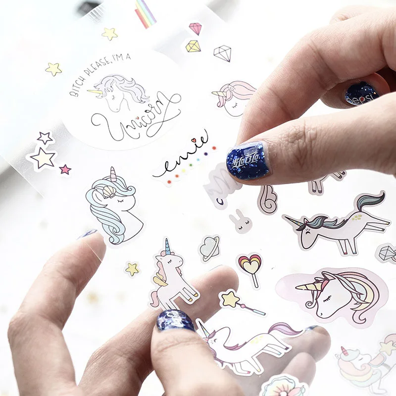 

1PC Cute Unicorn Stickers Kawaii Adhesives Sickers Kids Stickers For Children Diary Decorative Scrapbooking DIY Photo Album Toys