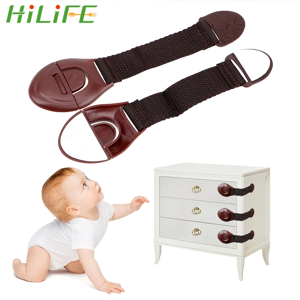 

HILIFE 5Pcs/Lot Child Safety Lock Drawer Door Cabinet Cupboard Safety Locks Child Baby Security Proof Child Safety Webbing Lock