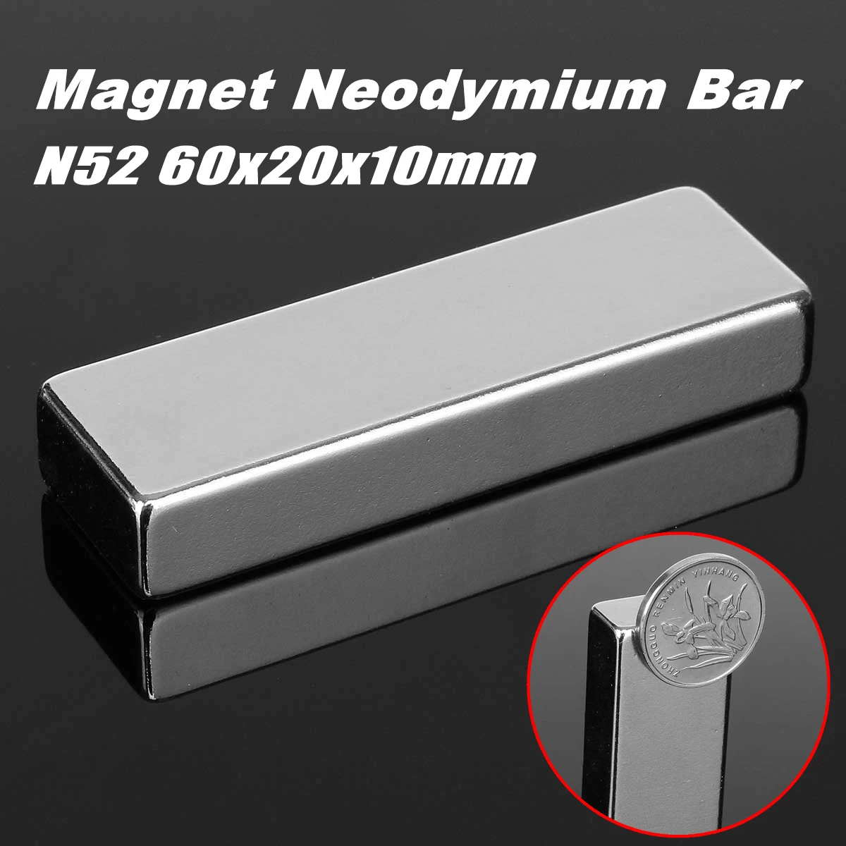 

2pcs 60 x 20 x 10mm N52 Block Magnet Super Strong Cuboid Rare Earth Neodymium Magnets 60mm x 20mm x 10mm Magnet