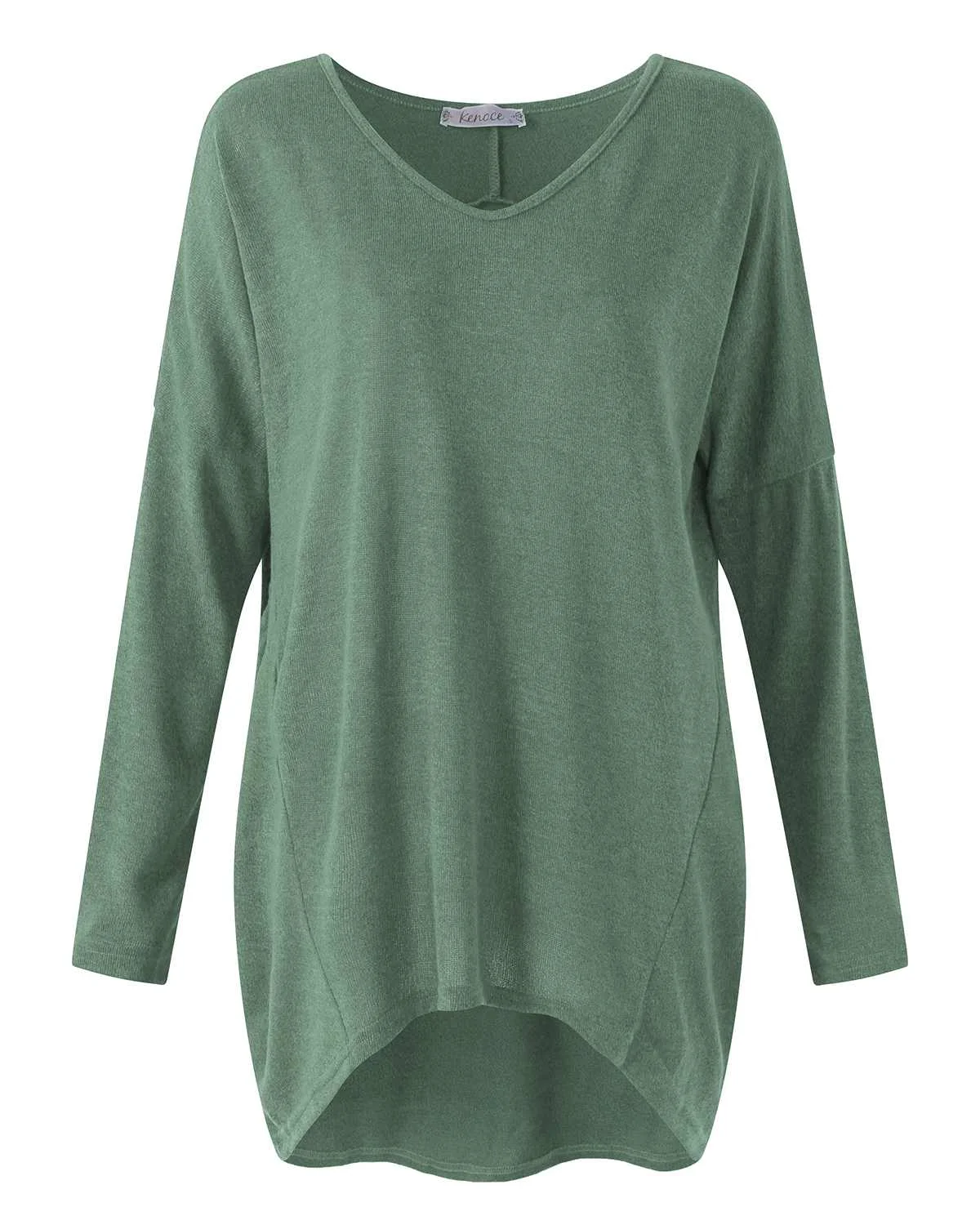 2019 الربيع النساء الصلبة تي شيرت ZANZEA عارضة فضفاض مثير الخامس الرقبة Batwing كامل كم طويل السترة غير النظامية قمم المحملات زائد حجم