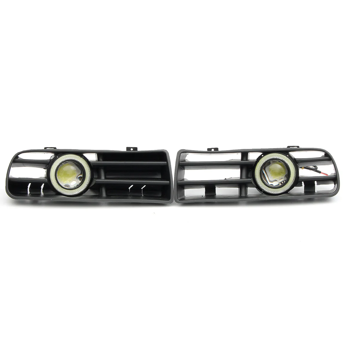  Pair Car Auto White Fog Light Front Bumper Grilles For VW Golf MK4 1998-2004 Angel Eyes Lamp LED Ru - 32974245371