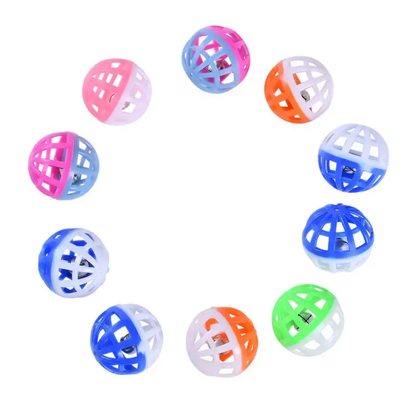 

Pet Cat Toy Bell Ball 10Pcs Color Bell Sound Ball Set Parrot Bird Hamster Non-toxic Plastic Universal Entertainment Toy