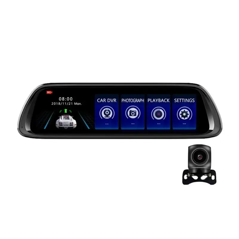 

VODOOL 9.66inch Full Dual Lens Car Rearview Mirror DVR Camera Starlight Night Vision WDR Touch Screen Dash Cam Recorder MMC Card