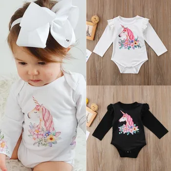 

Newborn Kids Baby Boys Girls Long Sleeve Unicorn Bodysuit Jumpsuit Outfit Pure Cotton Short Sleeve Boys Girls Baby Clothes