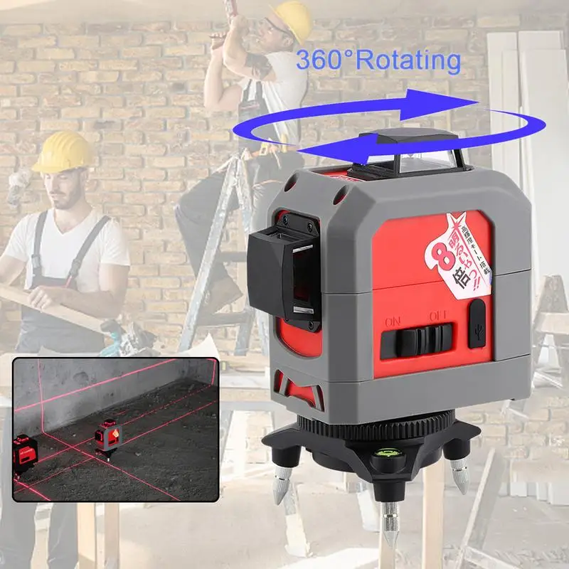 

3D 12Lines Laser Level Red Line Laser Level Meter Self-Leveling 360 Horizontal Vertical Cross Red Beam Nivel Leveling Tool