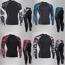 Для мужчин run футболка с длинными рукавами костюм быстросохнущие пот фитнес чехол для тренировочной боксерской груши сжатия комплект костюмы бег Одежда