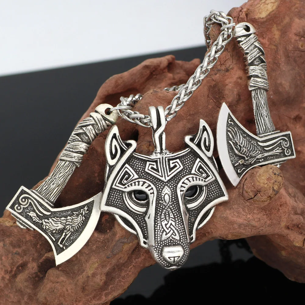 Амулет викинга нордическая Руна odin Ворон подвеска в виде волчьей головы ожерелье