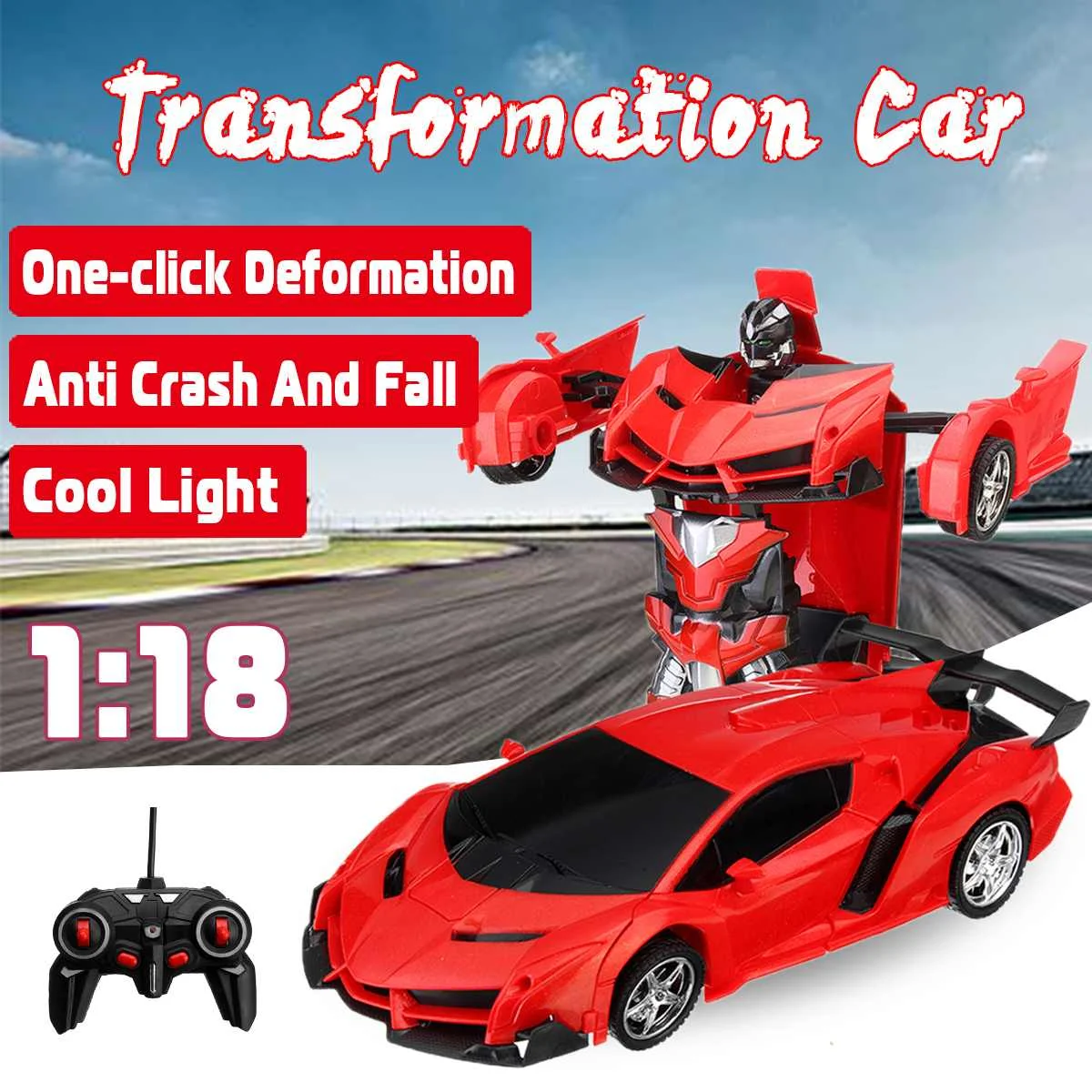 

1:18 Transformation RC Car 2 in 1 Remote Control Car Robot Toy One-key Deformation Gift for Boy Kids Children