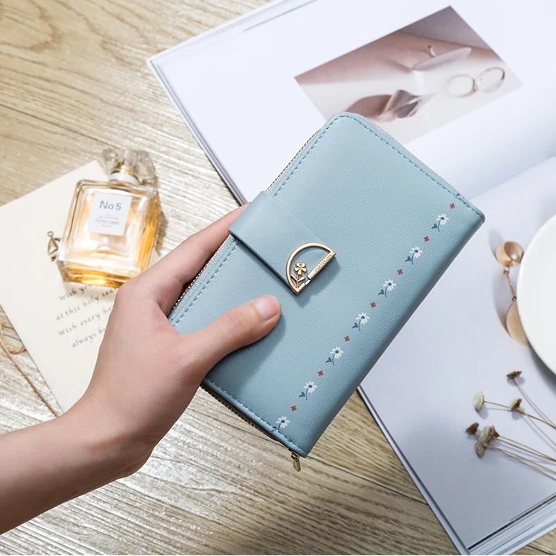 Корейский и японский стиль, короткий кошелек с цветами, женский кожаный кошелек, держатель для карт, кошельки на застежке, женский клатч, женская сумка для телефона