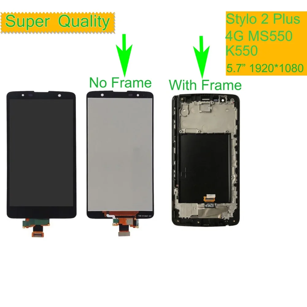 

10Pcs/lot For LG Stylo 2 Plus 4G MS550 K550 LCD Display Touch Screen Digitizer with Bezel Frame Full Assembly Complete Black