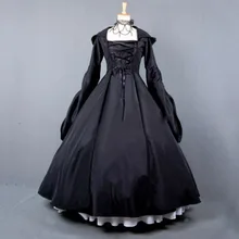 Винтажный костюм 1860 s, бальное платье в стиле «Civil War», черное готическое платье лолиты с капюшоном, викторианский стиль, Ренессанс, одежда ведьмы на Хэллоуин