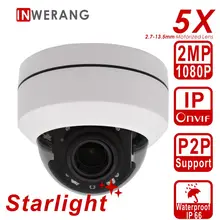 Inwerang Starlight зондирование 2MP безопасности PTZ ip-камера, объектив MF-мм 2,7 открытый водостойкий IP66, H.265 1080P HD камера видеонаблюдения
