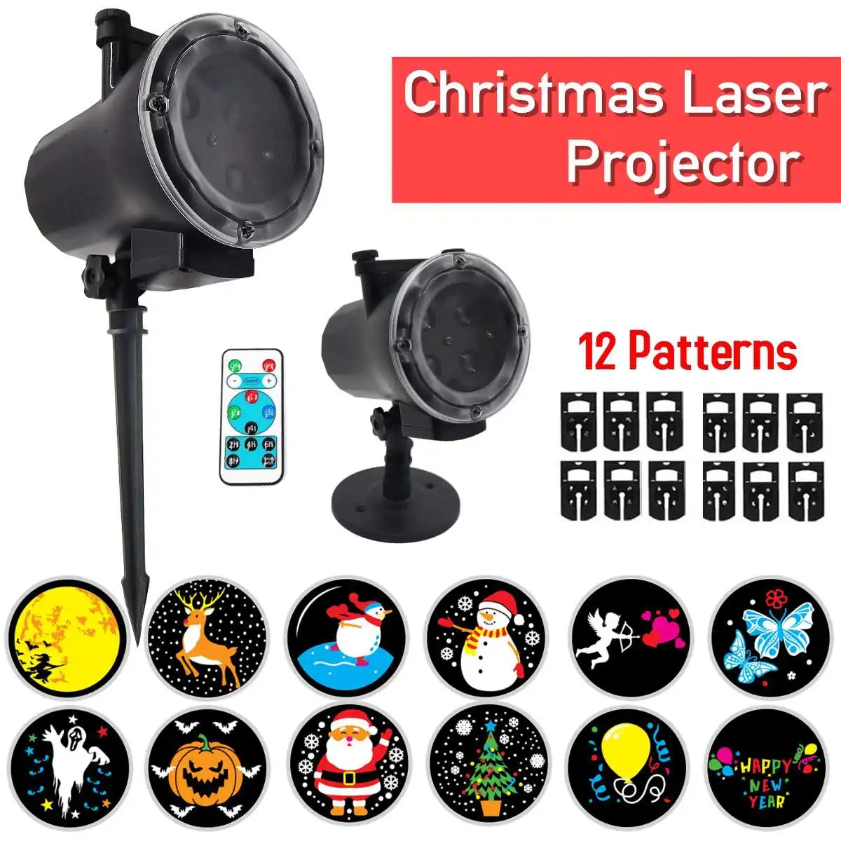 

Christmas Laser Projector Animation Effect IP65 Indoor/Outdoor Snowflake Motion Projector 12 Patterns Snowfall/Snowman Laser Lig