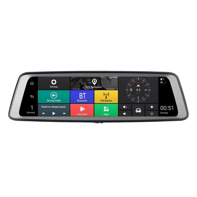 

9.88 Inch IPS Touch Screen Reversing image 4-Lens 1296P Octa-core Car Rearview Mirror DVR GPS Video Recorder ADAS Dash Cam