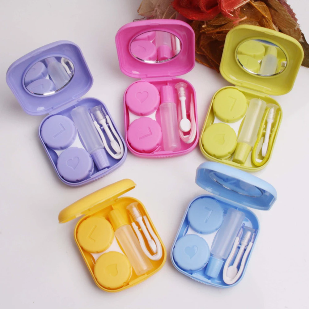 

New Mini Portable Plastic Contact Lens Case With Mirror Travel Glasses Container Lenses Box Eyewear Accessories 5.8*5.1*1.6 cm