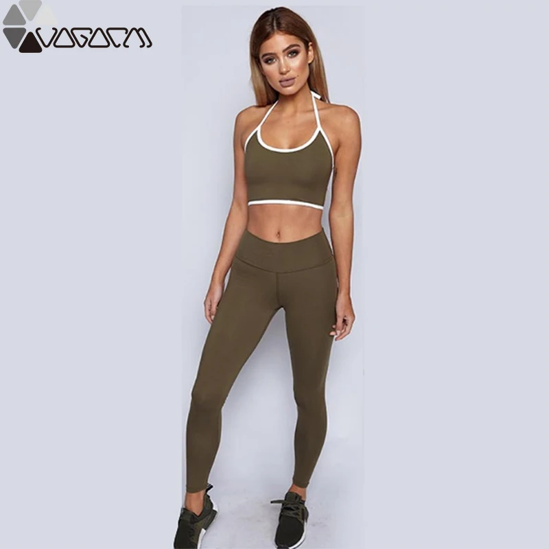 

2019 Women Plus Size Fashion Yogaset Black&red&green Solid Sleeveless Backless Breathable Running Summer Sport Suit Yoga Gym
