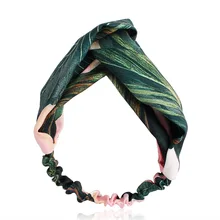 Fabrics Cross Headband For Women Summer partysu leaves pattern Chiffon Elastic Bandage headwear ornaments Hair Accessories босоножки autonomous kl003 2015 partysu