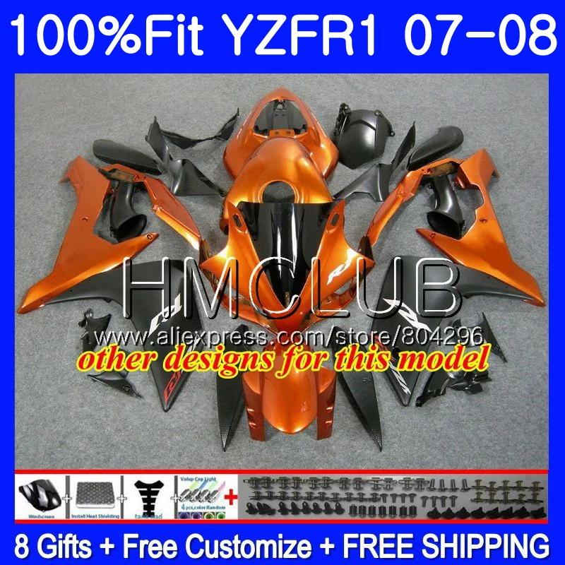 Инъекционный корпус для YAMAHA YZF R 1 1000 YZFR1 07 08 98HM.12 R1 YZF1000 оранжево черные фонари 2007 2008