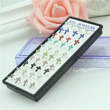 WalerV 40 шт./набор сережек-гвоздиков в форме Креста с кристаллами, модные ювелирные изделия, женские серебряные серьги в христианском стиле, подарки