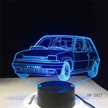 GT Turbo Touch USB Внутреннее освещение в форме автомобиля маленький ночник Новинка led 3D Визуальный ночник 7 цветов Настольная лампа AW-2927