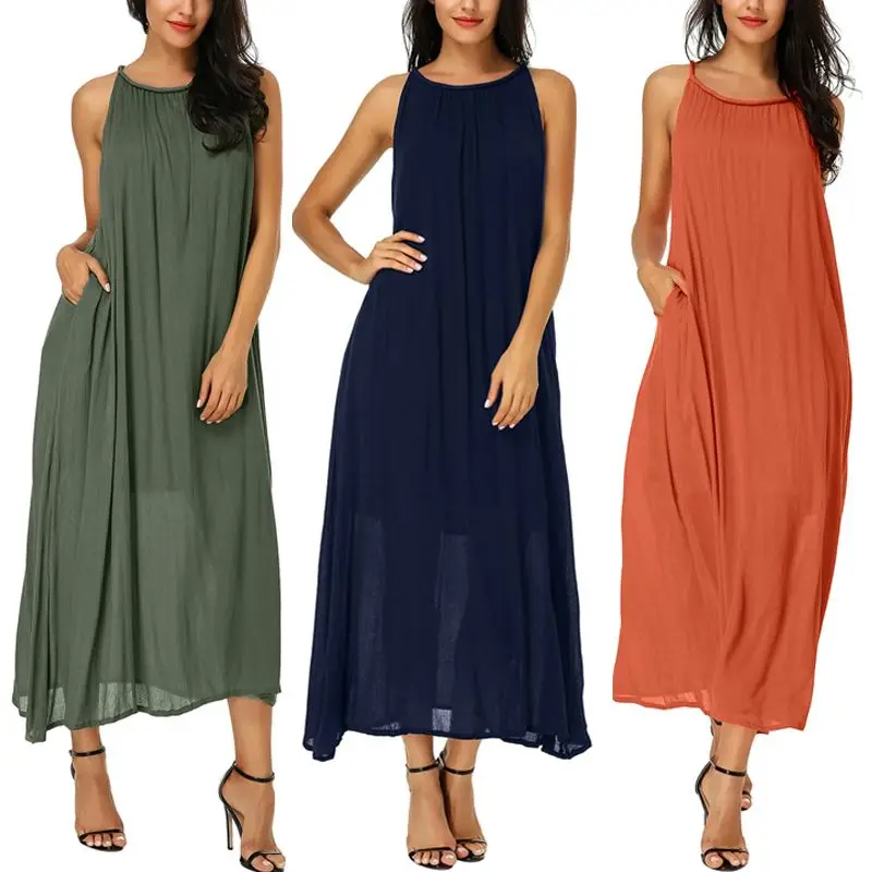 

Women Summer Maxi Long Dress 2019 New Sexy Off Shoulder Spaghetti Strap Loose Shirt Vestidos Mujer Beach Sundress Plus Size