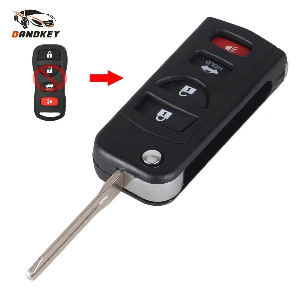 Dandkey 3+1 4 Button Folding Flip Key Shell For INFINITI G35 I35 350Z