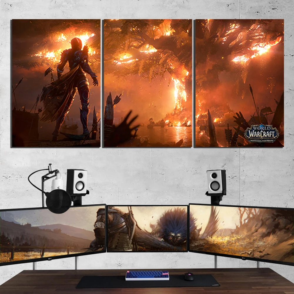  Home Decor Modular Canvas Picture 3 Piece WOW Warcraft DOTA 2 Classic Game Painting Poster Wall For