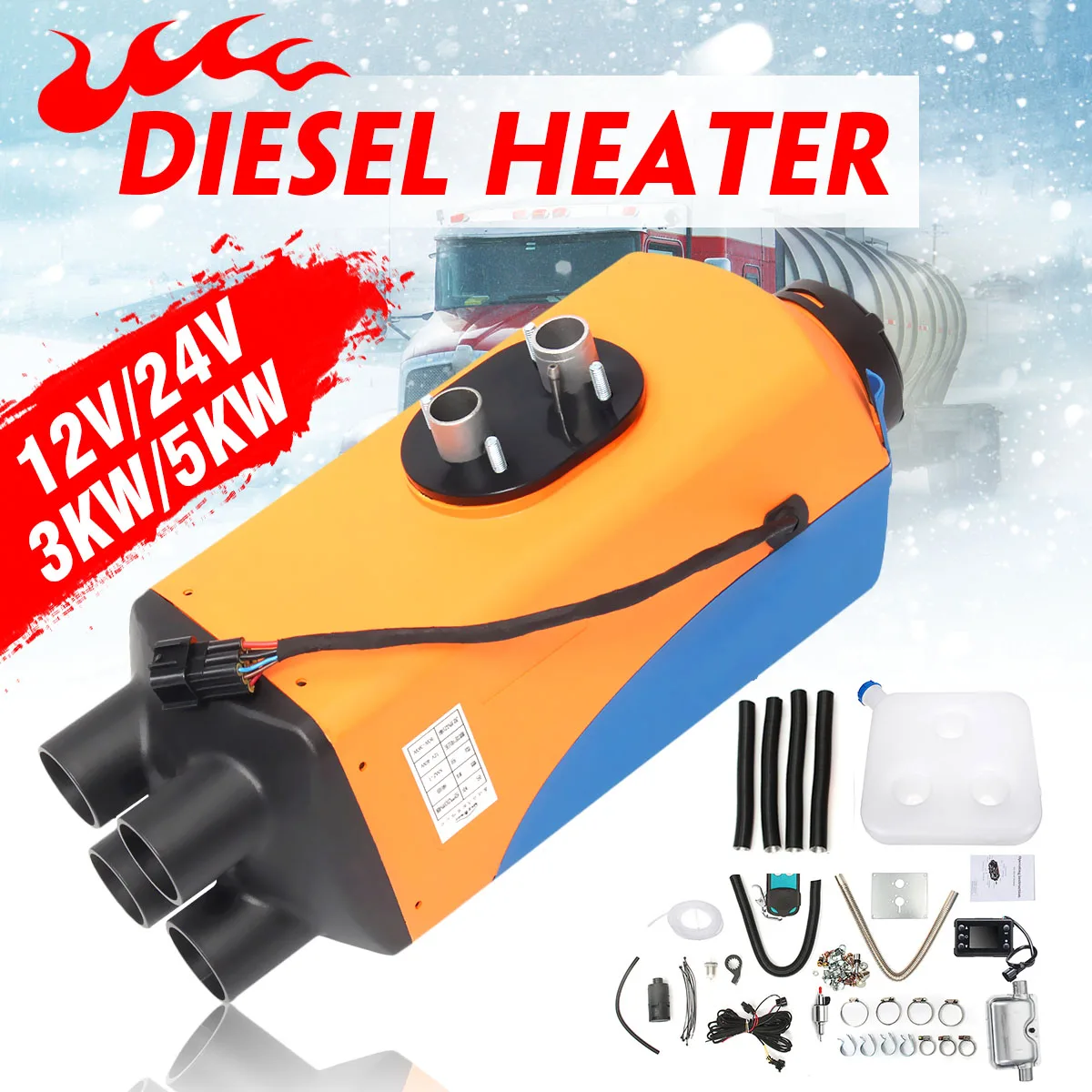 

Audew 12V Car Air Diesels Heater 5KW for Trailer Motorhome Parking Heater With Remote Control LCD Screen Display
