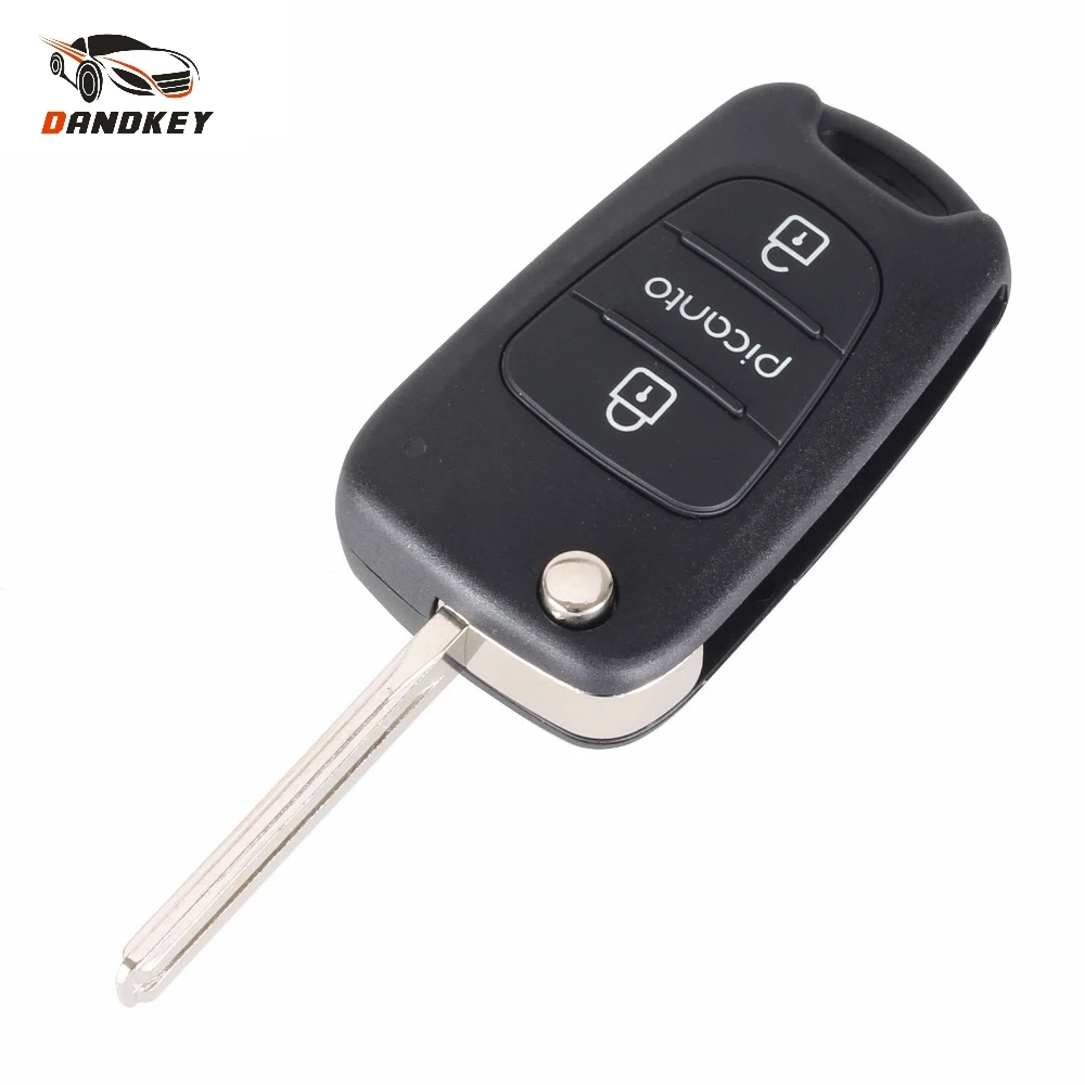 Dandkey 3 Buttons Flip Floding Remote Key Shell Fob For Kia Picanto Car