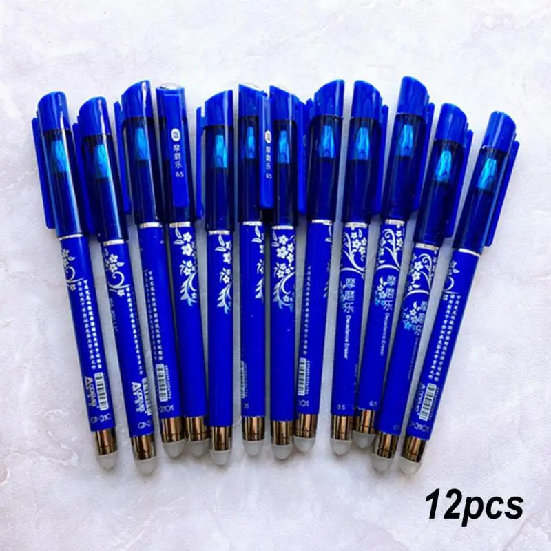 12 шт синие чернила стираемая ручка Канцелярия для учеников ручка для письма многофункциональная гелевая ручка 0,5 мм наконечник письма плавно сильного качества